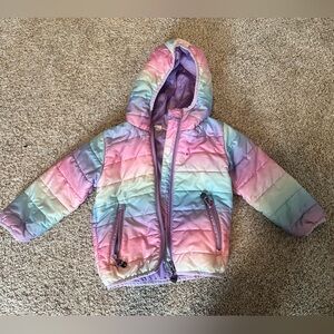 Little girls rainbow winter coat